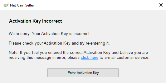 Activation Incorrect